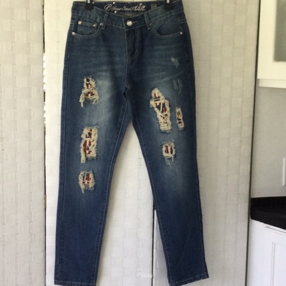 P4:13 Woman’s P Four One Three Jeans Size 27 color blue washable New  #488
